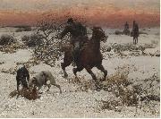 Alfred William Hunt,RWS The hunters oil painting on canvas